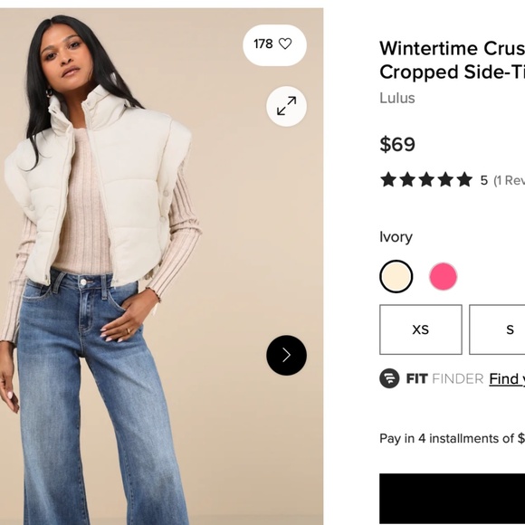 NWT Lulus Cropped Puffer Vest - Picture 2 of 6